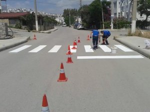 Yaya geçidi çizgileri yenileniyor