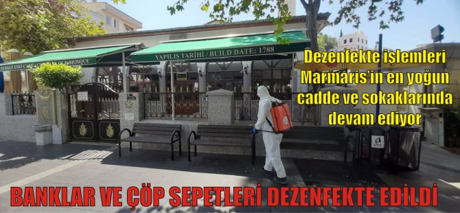 BANKLAR VE ÇÖP SEPETLERİ DEZENFEKTE EDİLDİ