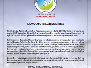 Fethiye Basketbol Takımından Açıklama!