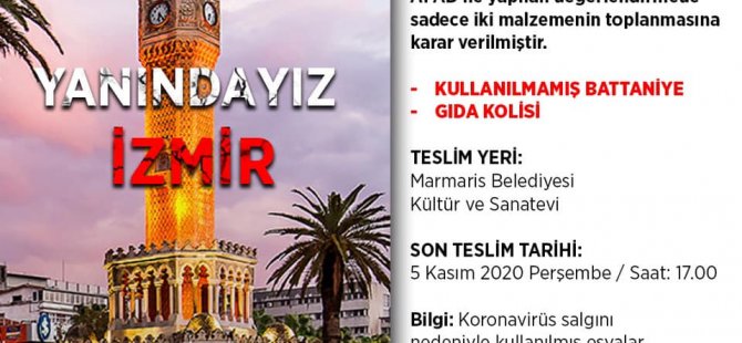 Marmaris’ten İzmir’e Yardım Eli