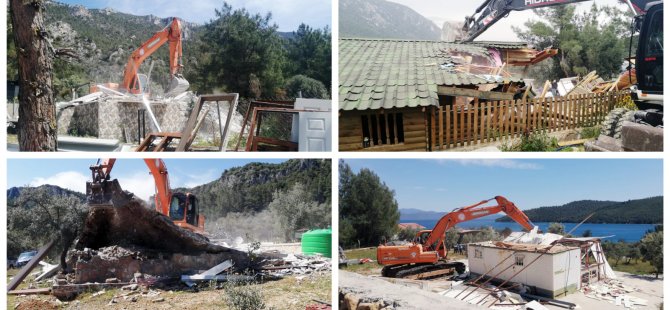 Akbük Koyu’nda Kaçak Yapıların 1. Etap Yıkımları Tamamlandı