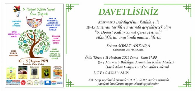 6. Uluslararası DoğArt Kültür Sanat Çevre Festivali  2021 Etkinlik Programı açıklandı