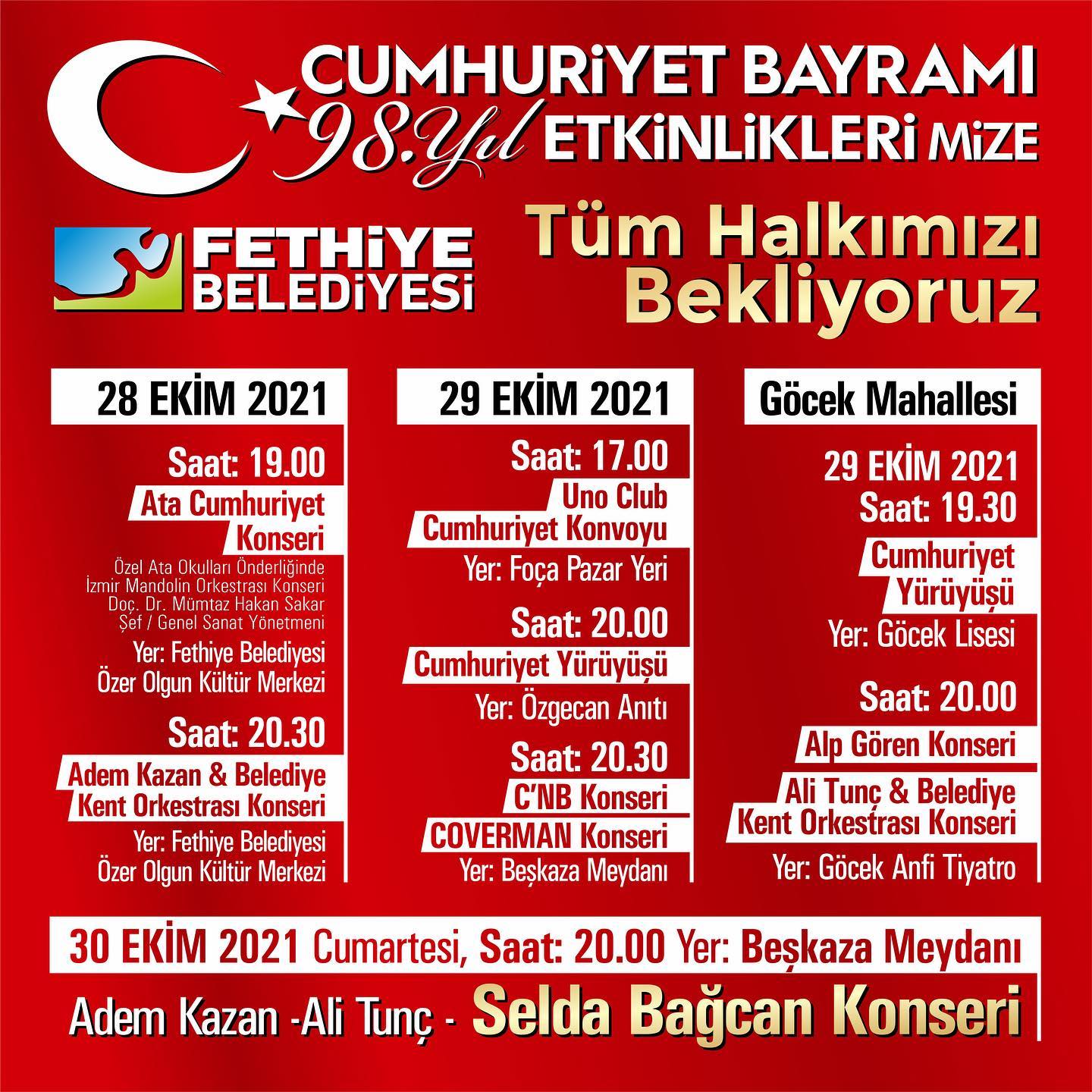 Cumhuriyet Bayramı Fethiye’de Dolu Dolu Geçecek